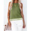 Débardeur Décontracté Tricoté Evidé en Couleur Unie à Frange - Vert clair XL
