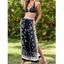 Pantalon Long Fendu à Imprimé Fleurs à Taille Haute Élastique à Jambes Larges - Noir M