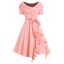 Mini Robe Ligne A Ceinturée Croisée en Couleur Unie à Volants - Rose clair XL