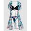 Ensemble de Bikini de Bain Croisé à Imprimé Feuille Tropicale en Maille à Armature 3 Pièces de Swimwear - multicolor XL