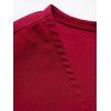 Plus Size Dress Surplice Belted High Waisted Mock Button Plunging Neck Flare Sleeve A Line Mini Dress - DEEP RED 4XL