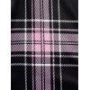 Casual Faux Twinset T Shirt Crisscross Plaid Print Mock Button Turn Down Collar Summer Tee - LIGHT PURPLE XXXL