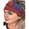 American Flag Star Striped Leopard Print Ethnic Wide Headband - RED 