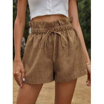 

Heather Shorts Ruffle Drawstring High Waisted Wide Leg Casual Shorts, Coffee