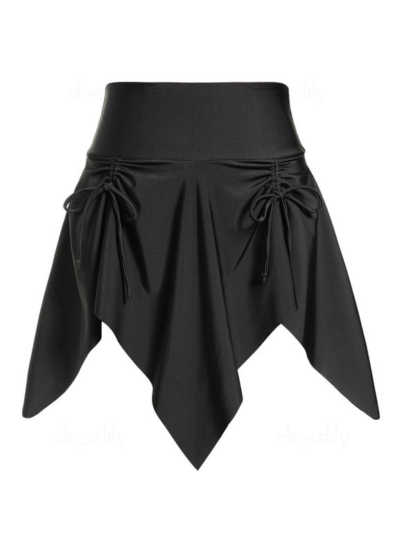 Jupe-Culotte Mouchoir Asymétrique en Couleur Solide à Taille Haute - Noir S