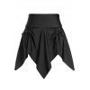 Jupe-Culotte Mouchoir Asymétrique en Couleur Solide à Taille Haute - Noir S