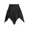 Asymmetric Cinched Swim Skorts Solid Color High Waist Handkerchief Swimming Skorts - BLACK XXL