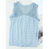 Plain Color Tank Top Hollow Out Guipure Button Up Tied V Neck Casual Tank Top - LIGHT BLUE XXL