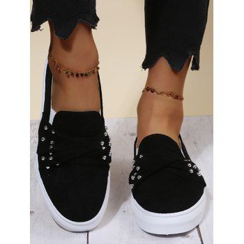 

Twisted Rivet Flat Platform Casual Shoes, Black