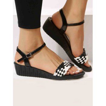 

Rhinestone Striped Buckle Strap Open Toe Trendy Sandals, White