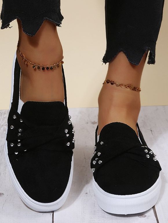 Twisted Rivet Flat Platform Casual Shoes - Noir EU 42