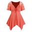 T-shirt Asymétrique Panneau en Dentelle Transparente Grande Taille à Volants - Orange 1X