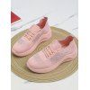 Rhinestone Lace Up Slip On Flat Platform Casual Shoes - Rose EU 37