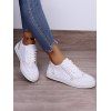 Lace Up Slip On Flat Platform Casual Shoes - Blanc EU 42