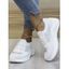 Rhinestone Lace Up Slip On Flat Platform Casual Shoes - Blanc EU 42