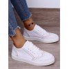 Lace Up Slip On Flat Platform Casual Shoes - Blanc EU 39