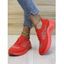 Rhinestone Lace Up Slip On Flat Platform Casual Shoes - Rouge EU 35