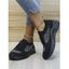 Rhinestone Lace Up Slip On Flat Platform Casual Shoes - Noir EU 42