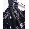 Mini Robe Ligne A à Bretelle Croisée Etoile Lune et Soleil Imprimés à Taille Haute - multicolor XXL