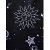 Sun Moon Star Print Dress Lace Up Grommet Buckle Strap Crisscross High Waisted A Line Mini Dress - multicolor XXL