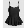 Plus Size Solid Color Flounce Tankini Swimsuit Adjustable Strap Padded Tankini Swimwear High Waist Bathing Suit - BLACK 4XL