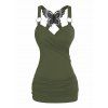 Gothic Tank Top Ruched Butterfly Lace Cross Tank Top O Ring Surplice Summer Top