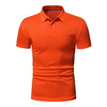 

Short Sleeve A Quarter Button T-shirt Turndown Collar Sport Tee, Orange