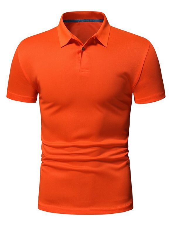 T-shirt de Sport Boutonné Ligne A Manches Courtes à Col Relevé - Orange XS
