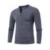 Half Button Long Sleeve T-shirt Contrasting Patchwork Stand Collar Tee - GRAY XXL