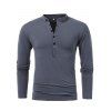 Half Button Long Sleeve T-shirt Contrasting Patchwork Stand Collar Tee - GRAY XXL