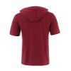 T-shirt à Capuche Décontracté en Couleur Unie Demi-Bouton à Manches Courtes - Rouge foncé S