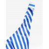 Plus Size Contrasting Stripe Print One-piece Swimsuit Crossover Padded Adjustable Straps Modest Swimsuit - BLUE 4XL