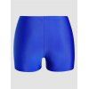 Plus Size Modest Swimsuit Tropical Leaf Print Vacation Two Piece Swimwear Cinched Boyleg Bathing Suit - BLUE 1XL