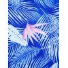 Plus Size Modest Swimsuit Tropical Leaf Print Vacation Two Piece Swimwear Cinched Boyleg Bathing Suit - BLUE 1XL