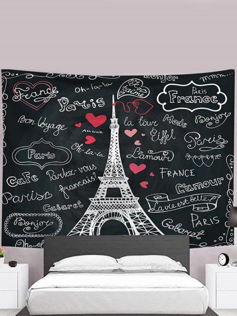Tower Letter Heart Print Tapestry Hanging Wall Home Decor