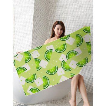 

Lemon Print Fresh Style Quick-dry Trendy Beach Towel, Light green