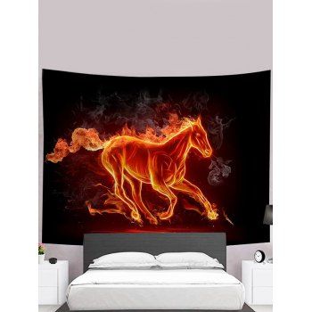 

Fire Horse Print Tapestry Hanging Wall Home Decor, Orange