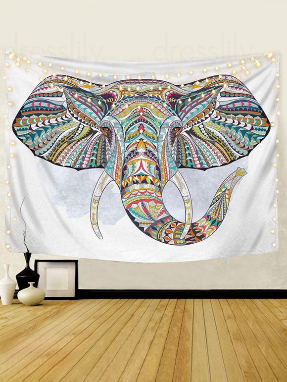 Tapisserie Murale à Imprimé Éléphant Style Tribal Décor Maison - multicolor 95 CM X 73 CM