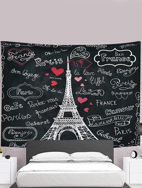 Tapisserie Art Décoration Murale Pendante à Imprimé Lettre Tour Effel - multicolor 95 CM X 73 CM