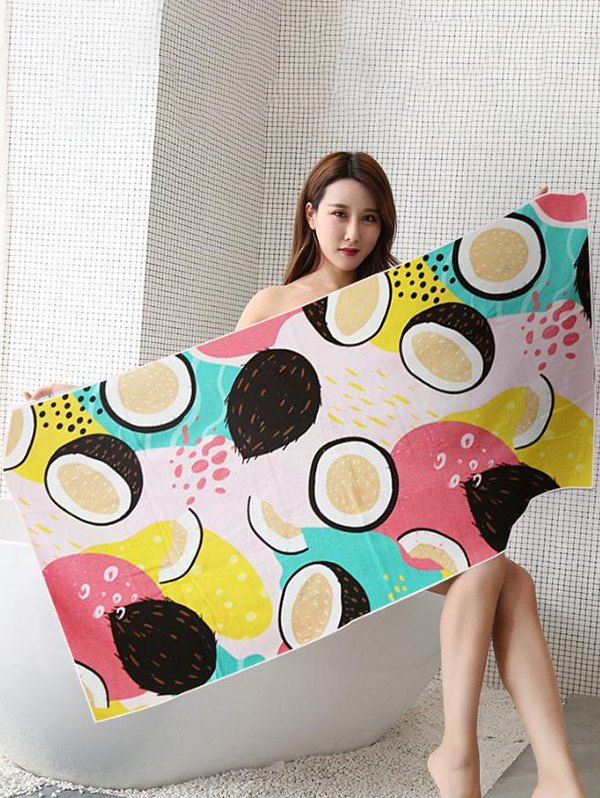 Coconut Printed Quick-dry Square Trendy Beach Towel - multicolor 75 CM * 150 CM