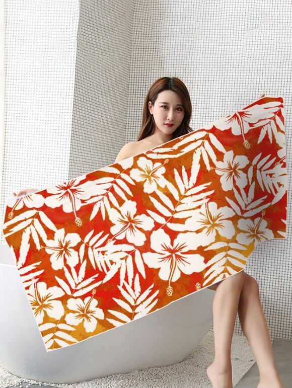 Serviette de Plage Carrée Motif de Feuille Fleurie à Séchage Rapide - multicolor 75 CM * 150 CM