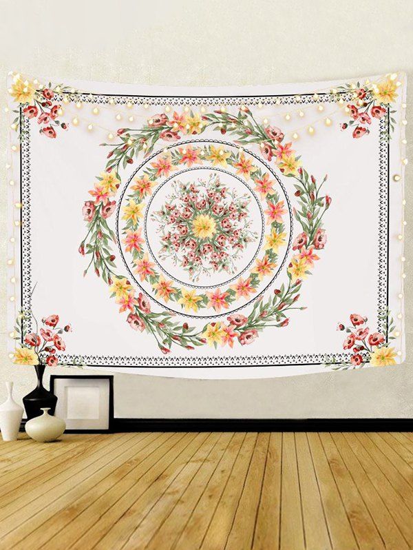 Bohemian Flower Print Wall Tapestry Hanging Home Decor - multicolor 95 CM X 73 CM