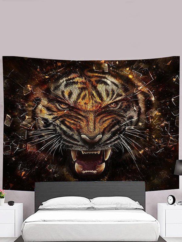 Tiger Print Tapestry Hanging Wall Home Decor - multicolor 95 CM X 73 CM