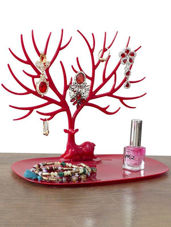 Elk Tree Shaped Jewerly Display Stand - RED 25 CM * 14.5 CM * 22.5 CM