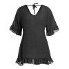 Plus Size Cover-up Dress Plain Color Flounce Hem Mini Beach Cover-up Dress - BLACK 1XL