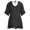 Plus Size Cover-up Dress Plain Color Flounce Hem Mini Beach Cover-up Dress - BLACK 3XL