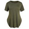 T-shirt de Base Simple en Couleur Unie Manches Courtes à Col Rond Grande Taille - Vert profond 2XL