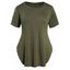 T-shirt de Base Simple en Couleur Unie Manches Courtes à Col Rond Grande Taille - Vert profond 2XL