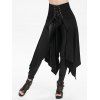 Jupe Mi-Longue Mouchoir Gothique Ouvert en Avant en Couleur Unie à Lacets - Noir XL