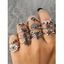 12 Pièces Ensemble de Bague Rétro Animal - Argent 